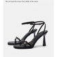 2025 designer women's new fashion letter high heels black super high heels stilettos lace-up sandals for women