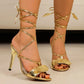 Women's Shoes 2025 New Buckle Strap Women's Sandals Fashion Narrow Band Office and Career Summer Plus Size Solid Heeled Sandals