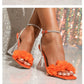 Summer 2025 Women's Fairy Tale Toe-Open Crystal Rhinestone High Heel Sandals Rubber Sole Square Toe Bridal Shoes