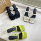 Open Toe High Heeled Sandals Women's 2023 Summer New Square Head Thick Heel Mid-heel Slippers