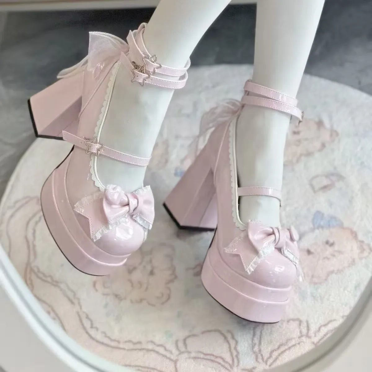 Bow Women Heeled Sandals Platform Mary Jane Shoes Woman Summer 2025 Trend Lolita Elegant Dress Chunky Pumps Zapatillas De Mujer