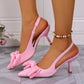 Summer Bow Wrapped Stiletto Sandals Women's Fashion Pointed Toe Shallow Mouth Slip Foot Anti-Slip Wear-Resistant High Heels
