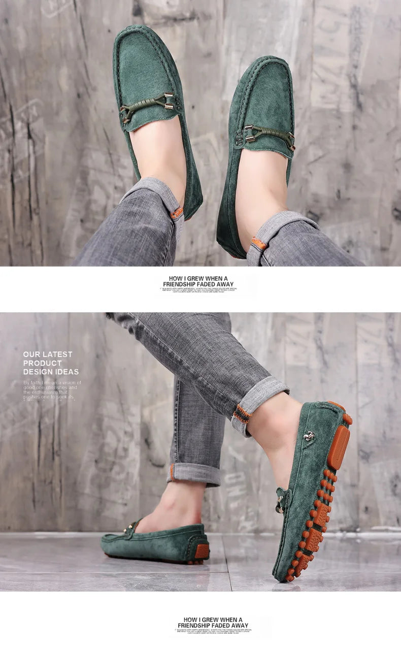 Men Suede Leather Loafers Shoes | Slip on Non-slip Driving Loafers for Men