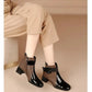 2024 High Quality Ladies Shoes Side Zipper Women's Boots Fashion Color Matching Modern Boots Women New Belt Buckle Ankle Boots