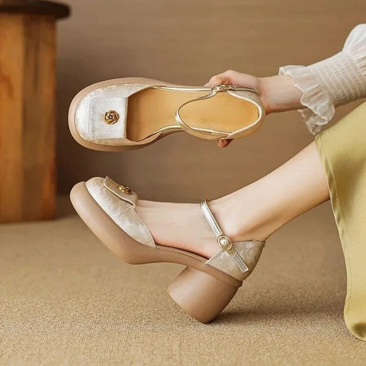 New Chinese Style New Thick Soled Thick Heel Baotou Sandals Female Line with Female Sandal Fairy Wind High Heel Single Shoes