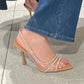 Thin Heel High Heels Women's 2024 Summer New Fairy Style Sexy Shallow Mouth Back Hollow Pointed Water Diamond Open Toe Sandals