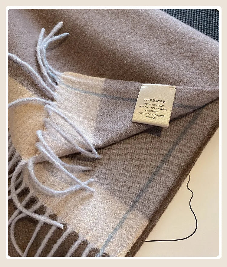 High-Quality 100% Wool Scarf | Women's Classic Soft Cashmere Muffler | EnigmaParis