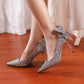 Bling Sequins Wedding Shoes for Women Bride 2025 Elegant Pointed Toe Thin Heels Pumps Woman Silver Crystal High Heels for Ladies