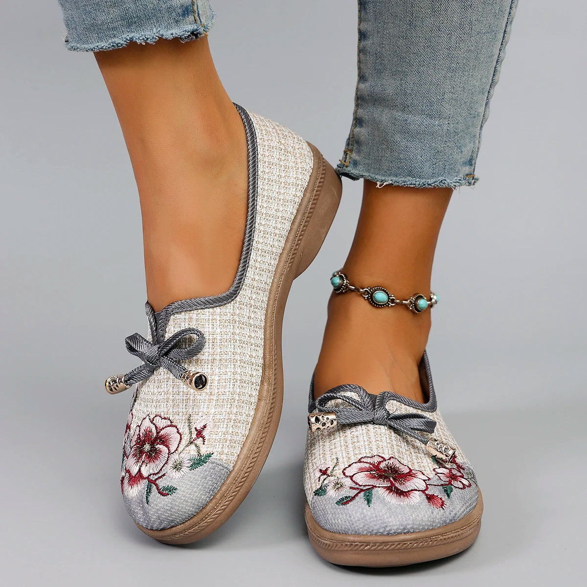 Spring and Autumn New Products, New Chinese style Women's Printed Breathable, Simple, Fashionable Lazy Shoes, One Step Flat Shoe