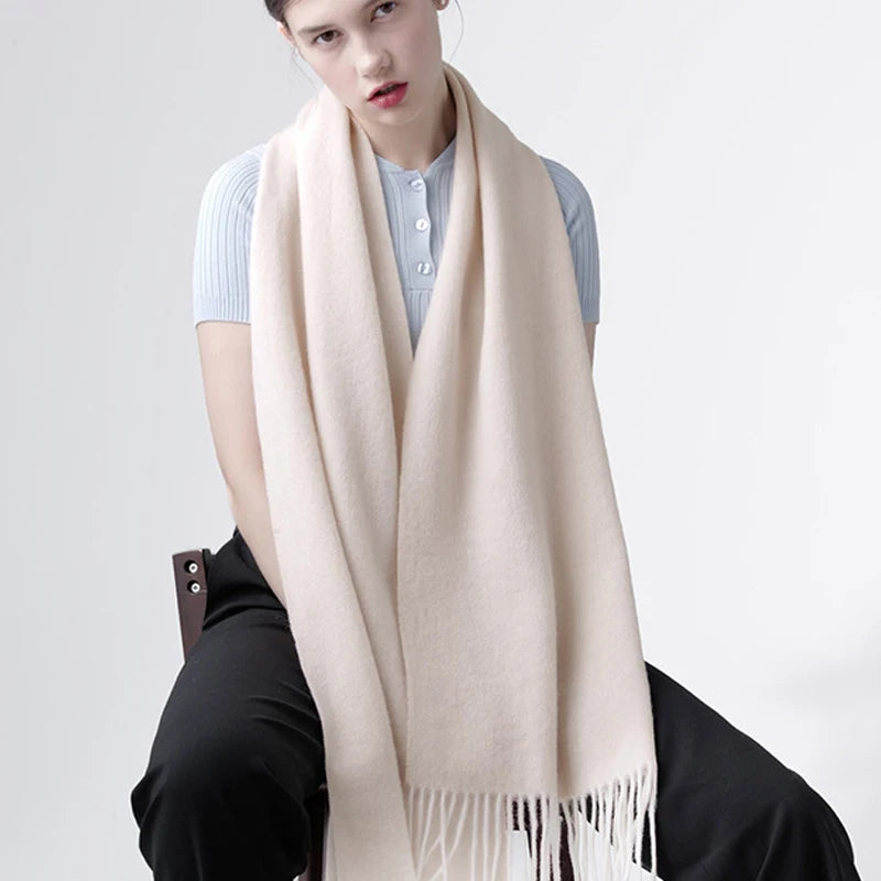 Solidlove 100% Wool Winter Scarf | Women's Fashion Cashmere Poncho Wrap | Elegant Scarves for Ladies | EnigmaParis