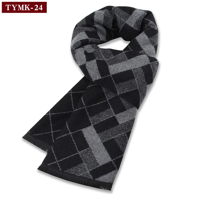 Luxury Wool Scarf for Men | Winter Warm Cashmere Silk Plaid Pashmina Shawl | EnigmaParis
