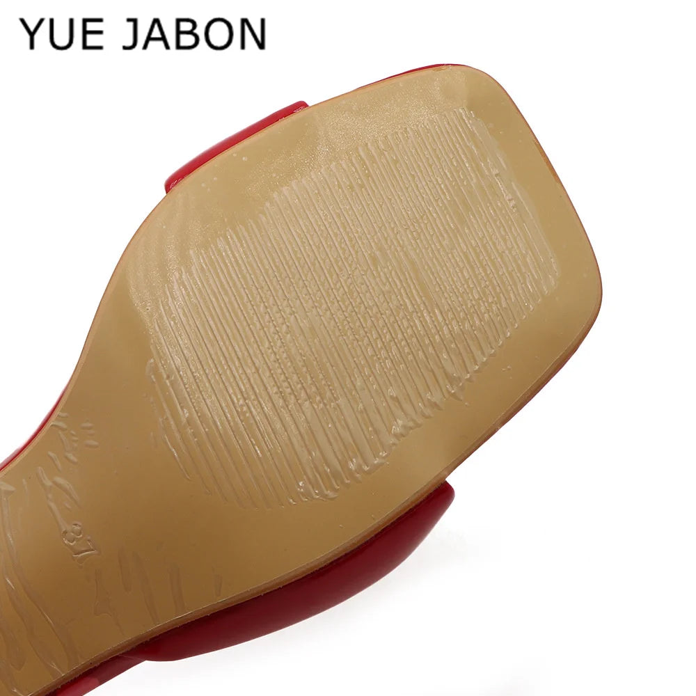 Black Red High Heel Sandals Women Open Toe Slingback Sandals Female Pumps Square Toe Summer Simple Designer Heeled Sandals