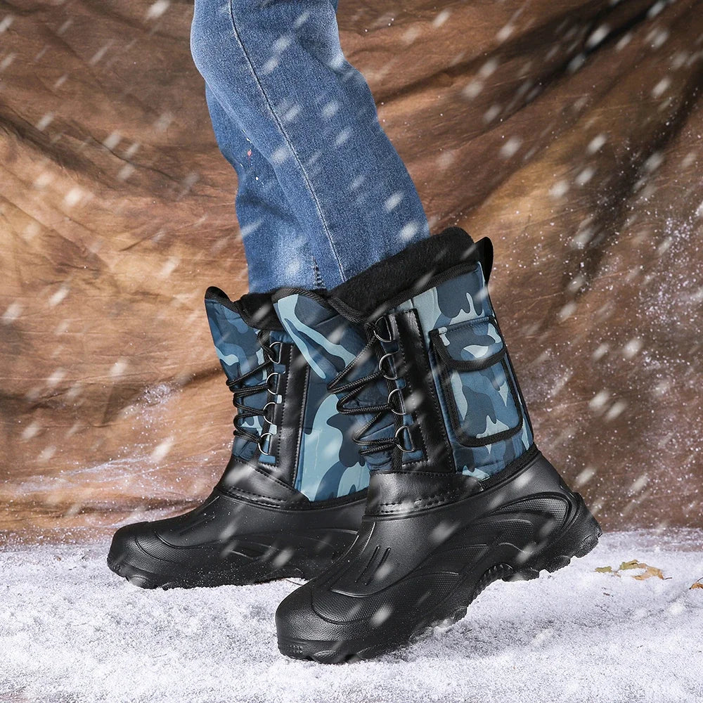 Winter Men's Outdoor Boots Warm Waterproof Snow Boots for Men Fishing Men's Non-slip Hiking Boots Male Sneakers Work