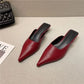 Woman Slippers Pointed Toe Outside Job Sandals Slides Mules Low Heel White Shoes for Women with Comfortable Luxury Korea Style