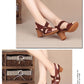Women Summer Sandals Platform Round Mid Heel Back Strap Peep Toe Pu Leather Beach Casual Fashion Shoes Ladies Female 2023