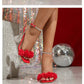Summer 2025 Women's Fairy Tale Toe-Open Crystal Rhinestone High Heel Sandals Rubber Sole Square Toe Bridal Shoes