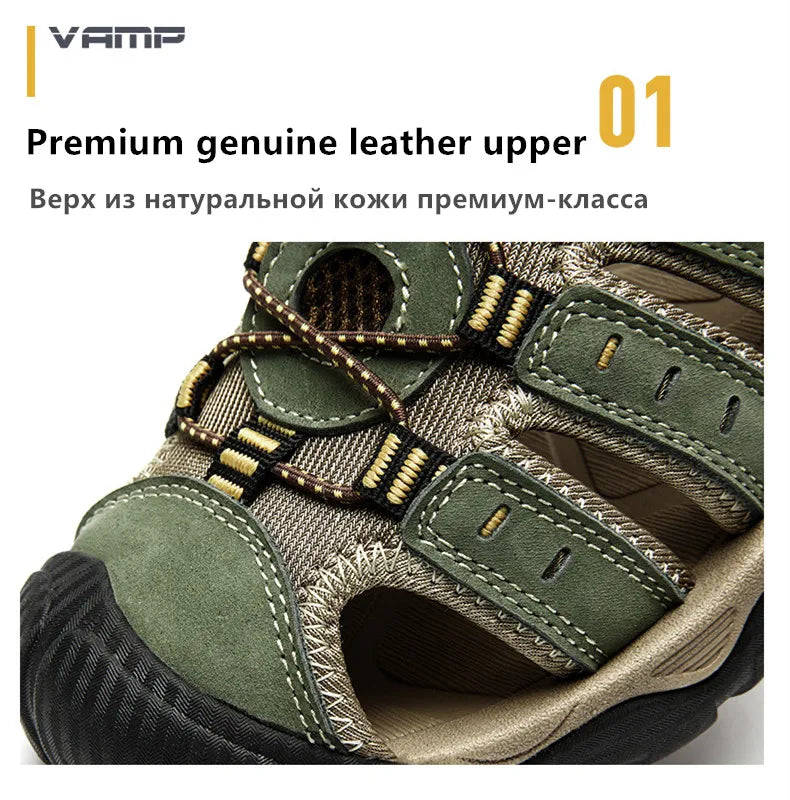 New Men's Sandals Soft Genuine Leather Sandals Shoes Men Large Size Outdoor Summer Shoes Comfort Beach Sandals Roman Men Shoes