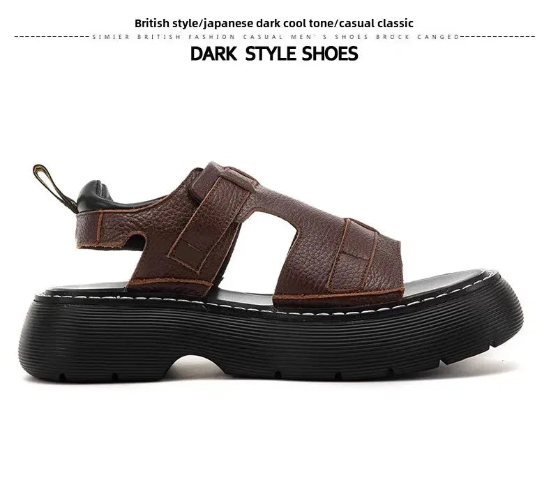 Men's Fashionable Genuine Leather Sandals 2023 Summer New Style Casual Sports Shoes Soft Bottom Anti-Slip Slippers