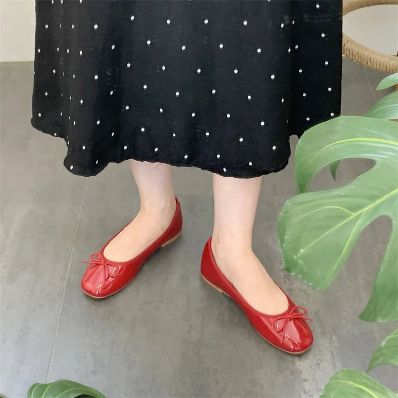 Women Flat Heel Outdoor Casual Mary Jane Red New  Flat Shoes Fashion Shallow Slip On Ladies Elegant Ballerinas Soft Shoes