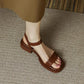 2025 Summer Women Sandals Low Heels Basic Genuine Leather Concise Office Plus Size 35-42 Ladies Casual Outdoor Shoes