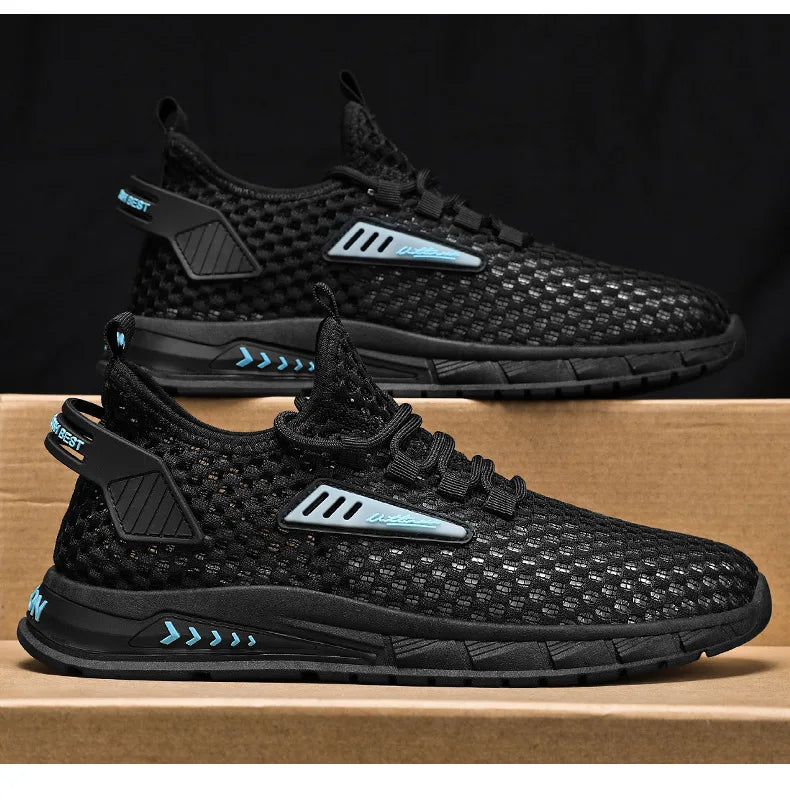 Men's Shoes Summer Hollow Mesh Breathable Shoes Men Casual Sports Running Sneakers Fashion Comfortable Mens Beach Shoes