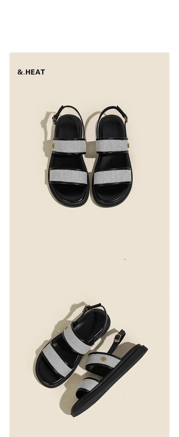 Low Sandals Woman Leather Low-heeled Rome Fabric Slides Rubber Hoof Heels Low Sandals Woman Leather Low-heeled Fabric Rubber Sli