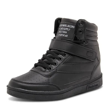 Designer Woman Breathable High Top Black White Boots Women Casual Sport Shoes Platform Hidden Increasing Sneakers Leather Shoe