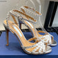 Snc Nude Peep Toe Crystal PVC Sandals Ankle Buckle Strap Thin High Heels Sandals Woman Summer Lady Stilettos Shoes on Heels
