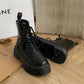 Women Boots Motorcycle Shoes Woman Leather Chelsea Ladie Classic Punk Female Goth Shoes High Platform Boots Women Botas Mujer