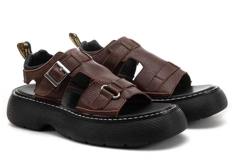 Men's Fashionable Genuine Leather Sandals 2023 Summer New Style Casual Sports Shoes Soft Bottom Anti-Slip Slippers