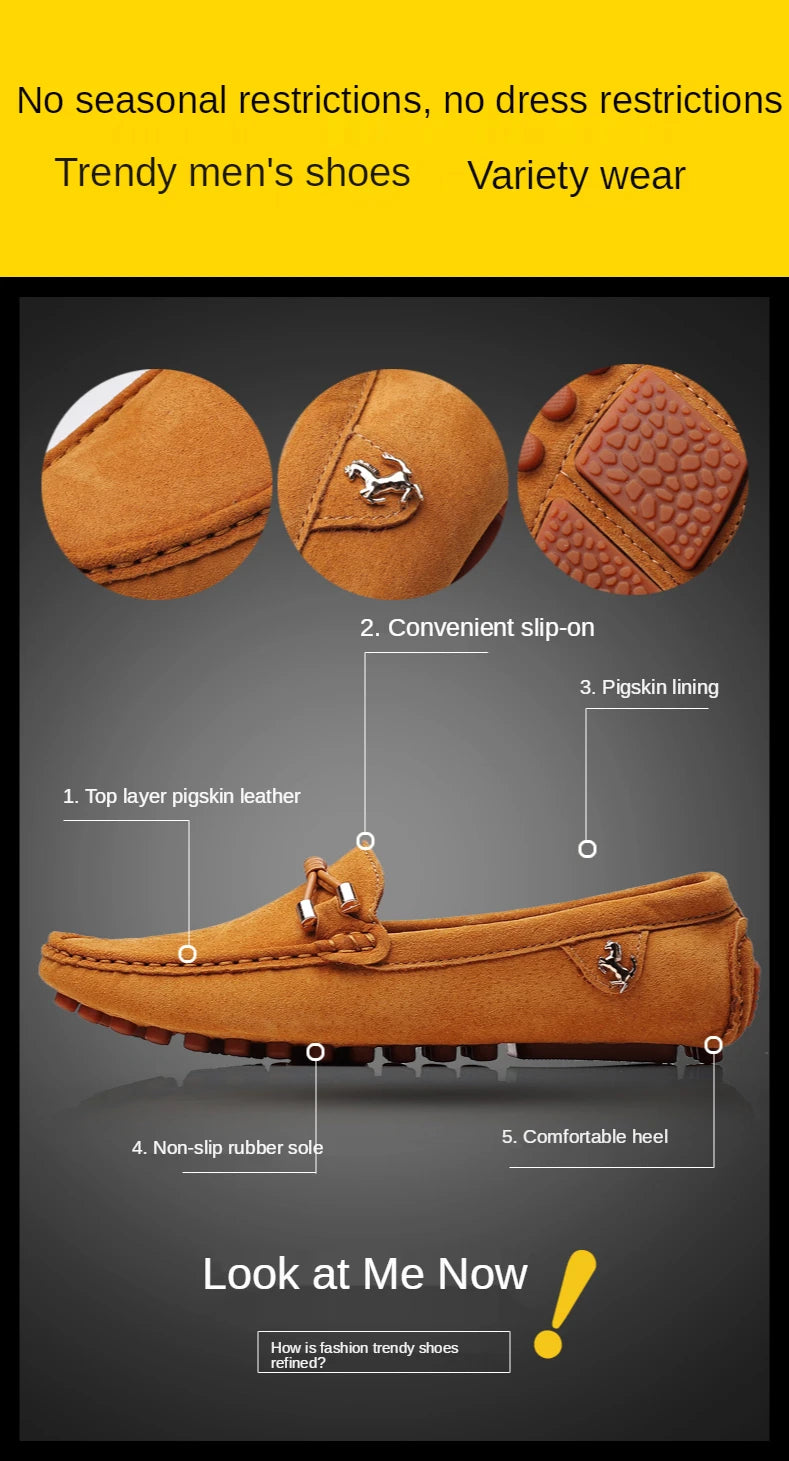 Men Suede Leather Loafers Shoes | Slip on Non-slip Driving Loafers for Men