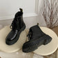 Women Boots Motorcycle Shoes Woman Leather Chelsea Ladie Classic Punk Female Goth Shoes High Platform Boots Women Botas Mujer