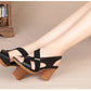 Women Summer Sandals Platform Round Mid Heel Back Strap Peep Toe Pu Leather Beach Casual Fashion Shoes Ladies Female 2023