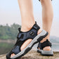 Sandals for Men's Summer New Cowhide Casual Beach Shoes, Genuine Leather for Men's Anti Slip Middle-aged Sandals and Slippers