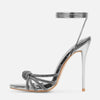 Liyke 2025 New Arrival Silver Crystal Narrow Band Women's Sandals Summer Party Wedding Prom Shoes Platform Open Toe High Heels