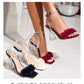 Summer 2025 Women's Fairy Tale Toe-Open Crystal Rhinestone High Heel Sandals Rubber Sole Square Toe Bridal Shoes