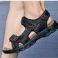 Summer Men's Leather Sandals Outdoor Resort Beach Shoes Soft Rubber Lightweight Hiking Shoes Anti-slip Wear-resistant Flip Flops