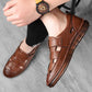 Leather Sandals Baotou 2025 Summer New Genuine Leather Breathable Hollow Porous Shoes Men's Tendon Soft Bottom Middle-Aged Dad S
