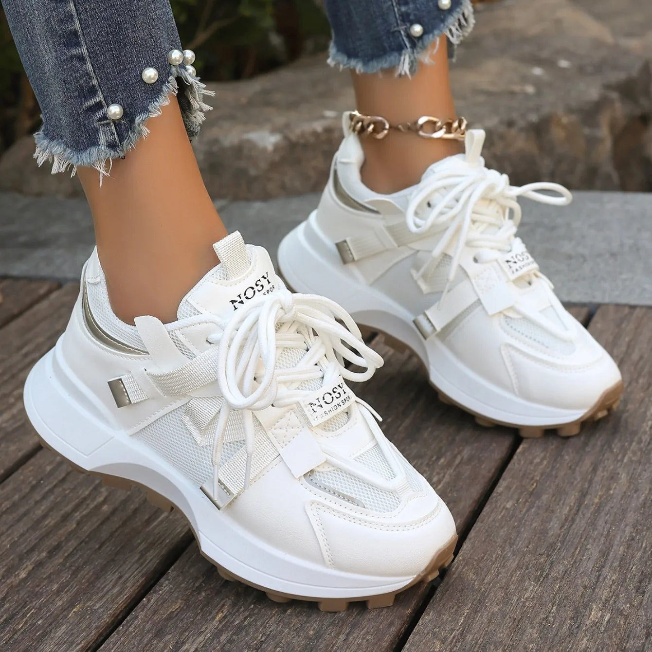New Women Sneakers Mesh Breathable Platform Sneakers Women Casual Lace Up Outdoor Women Shoes Low Top Sneakers Zapatos De Mujer