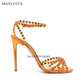 Snc Nude Peep Toe Crystal PVC Sandals Ankle Buckle Strap Thin High Heels Sandals Woman Summer Lady Stilettos Shoes on Heels