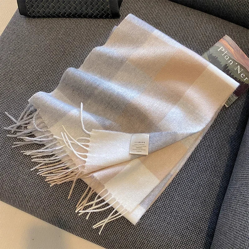 High-Quality 100% Wool Scarf | Women's Classic Soft Cashmere Muffler | EnigmaParis