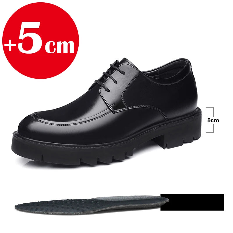 8-10cm Height Increasing Shoes for Men Summer Autumn Inside High Shoes Men's Hollow Business Dress Men's Elevator Leather Shoes