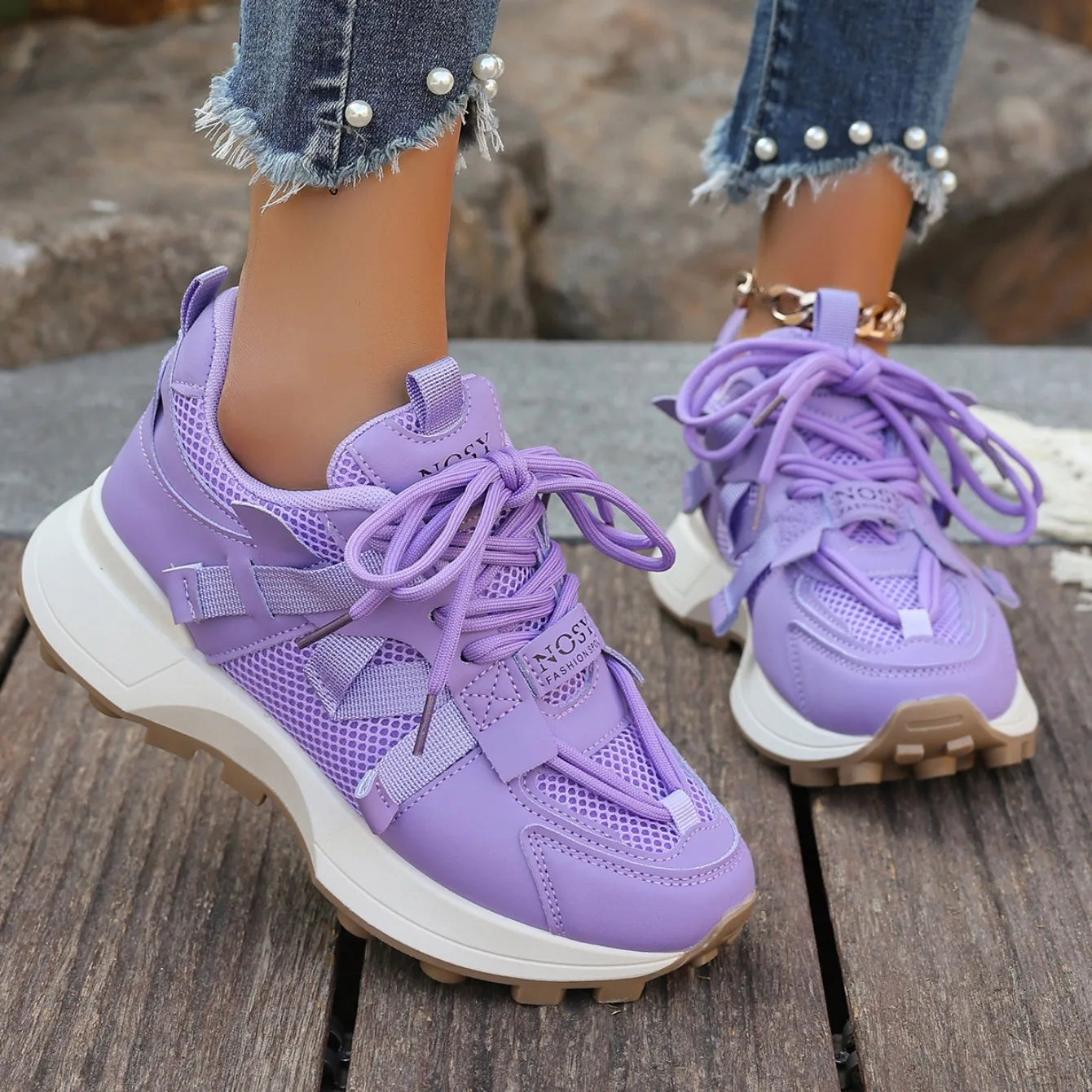 New Women Sneakers Mesh Breathable Platform Sneakers Women Casual Lace Up Outdoor Women Shoes Low Top Sneakers Zapatos De Mujer