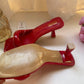 Black Red High Heel Sandals Women Open Toe Slingback Sandals Female Pumps Square Toe Summer Simple Designer Heeled Sandals
