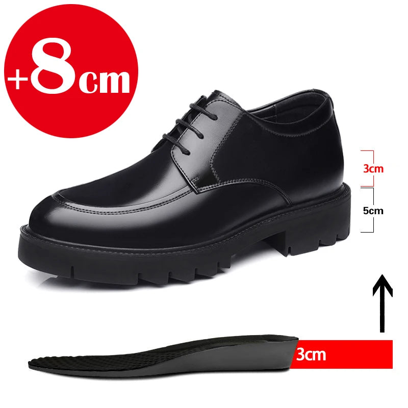 8-10cm Height Increasing Shoes for Men Summer Autumn Inside High Shoes Men's Hollow Business Dress Men's Elevator Leather Shoes