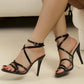 Women's Shoes 2025 New Buckle Strap Women's Sandals Fashion Narrow Band Office and Career Summer Plus Size Solid Heeled Sandals