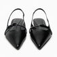 New Bling Women Sandal Fashion Pointed Toe Shallow Slip on Ladies Elegant Slingback Shoes Med Heel Flat Shoes Luxury Brand