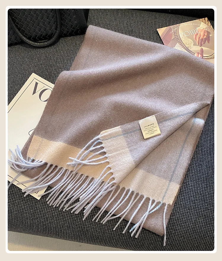 High-Quality 100% Wool Scarf | Women's Classic Soft Cashmere Muffler | EnigmaParis