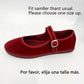 Velvet Mary Jane Shoes for Women Hand Stitch Casual Streetwear Ballet Flats Pumps Female Solid Color Red Cloth Shoes Loafers