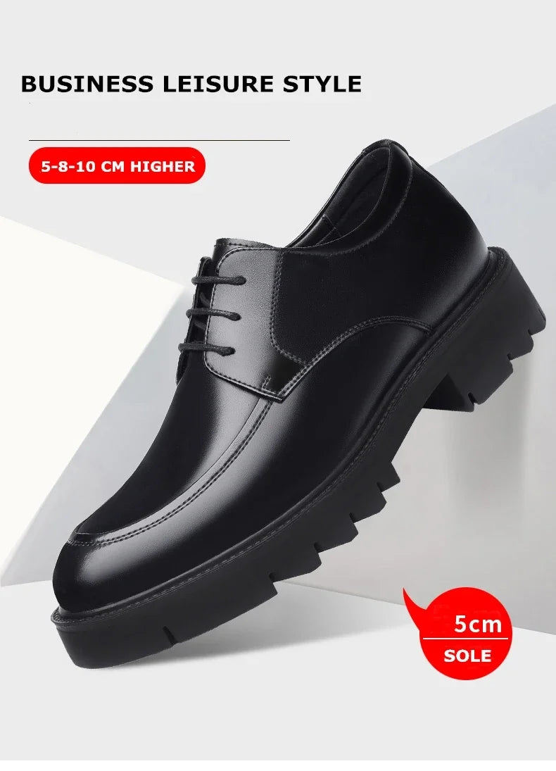 8-10cm Height Increasing Shoes for Men Summer Autumn Inside High Shoes Men's Hollow Business Dress Men's Elevator Leather Shoes